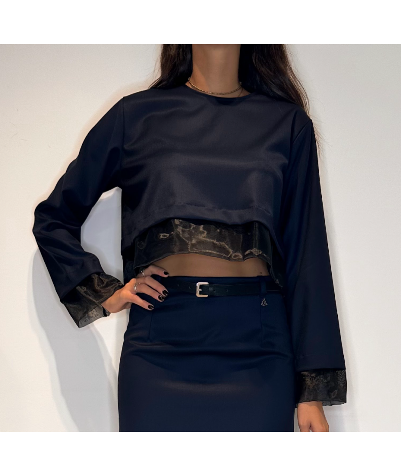 Donna blusa fondo tulle