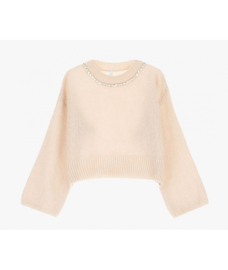  Maglia crop collo gioiello