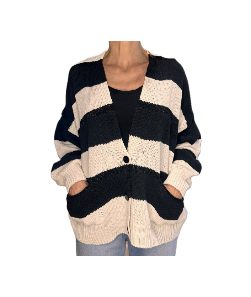  Cardigan righe+lurex