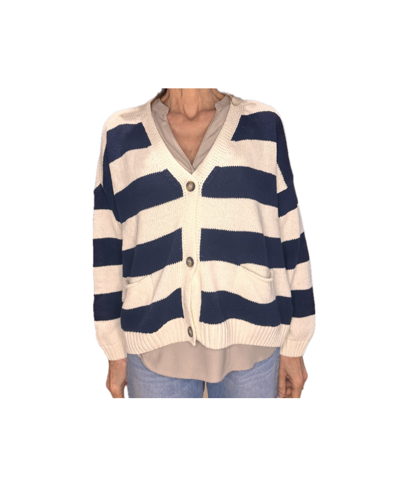  Cardigan righe tasche